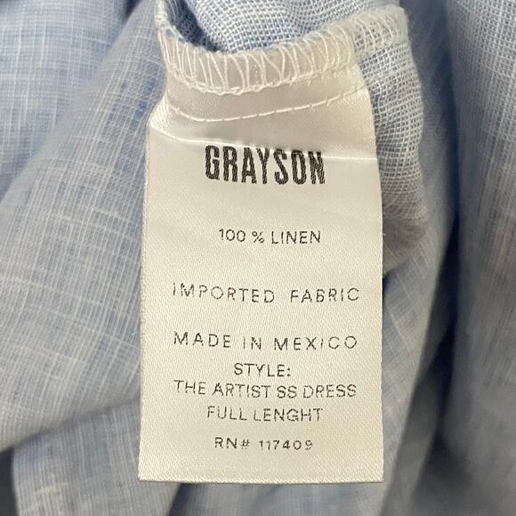 Grayson Shirt Dress Womens 4 Large Blue Artist Linen Maxi Lagenlook Minimalist - Picture 11 of 12